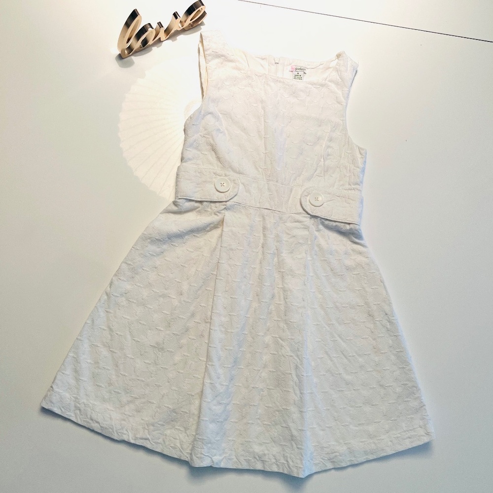 Stunning KC Parker Luxury White Cotton Summer Spring Dress. Beautiful design.
